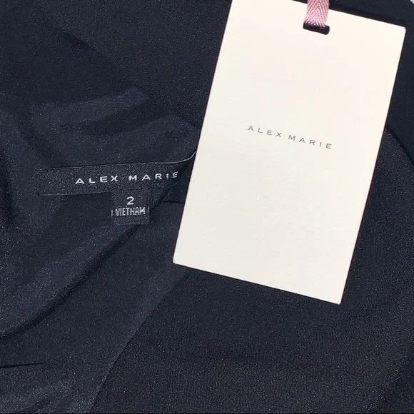 💥SOLD💥Alex Marie Nina Bow Sleeves Mock Neck Mini Dress Black Sz 2 NWT - Picture 4 of 10